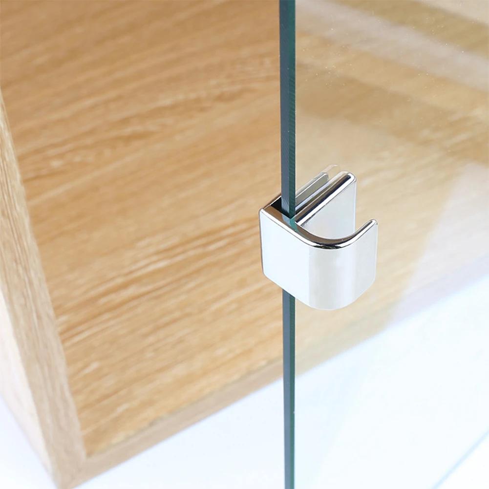 Glass Door Handle Showcase Cabinet Drawer Pull Knob No Drilling Glass Door Handle Clamp Clips Furniture Hardware For Glass 3-6mm