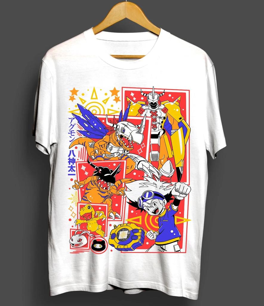 2026 Summer Digimon Adventure Anime Taichi Yagami Agumon Loose Shortsleeved Pure Cotton Childrens Tshirt Tide Unisex Y2k