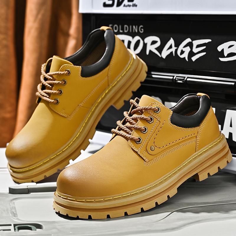 Men Handmade Shoes Waterproof Casual Leather Shoes Men's Shoes Genuine Leather Casual Outdoor Work Shoes