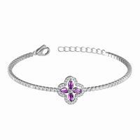 Four Leaf Clover Bracelet for Women Minimalist Luxury Micro Zircon Geometric Design Jewelry