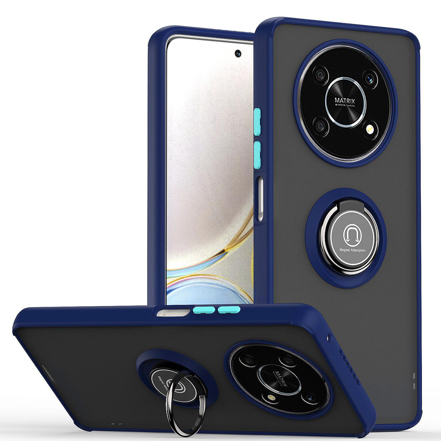 

honor X9 Матовий Жорсткий PC Задня Кришка Кільце-Підставка Тримач Funda Coque для huawei honor X9 Броньований Ударостійкий Чохол honor X9 синій