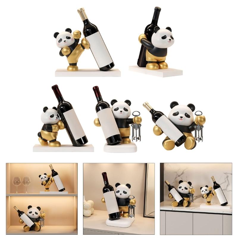 Resin Panda Wine Holders Panda Wine Rack For Stylishly Showcasing Wine Bottles In Kitchens Or Living Space Wine Display