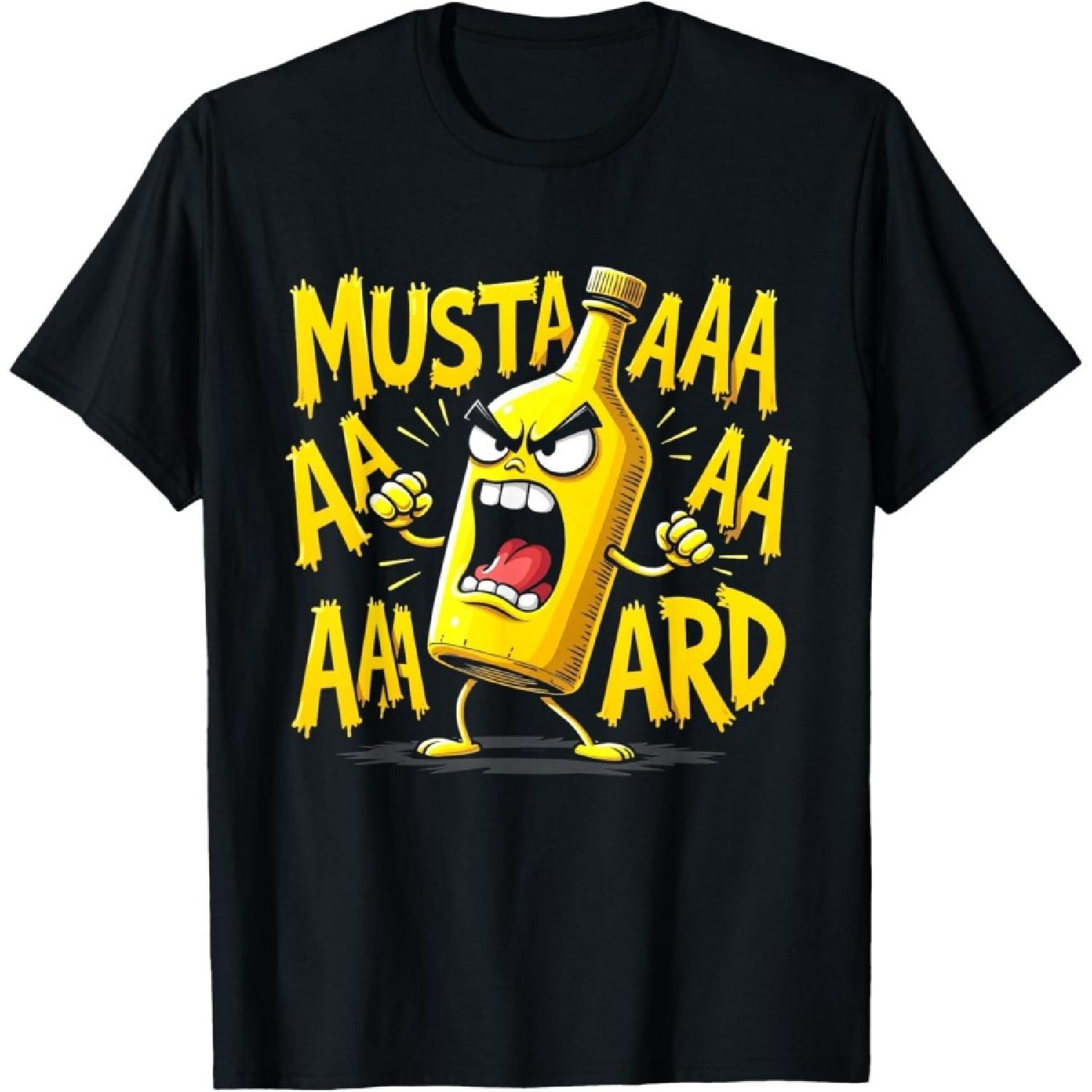 Mustard Bottle Scream Funny Condiment Rap Humor T-Shirt S