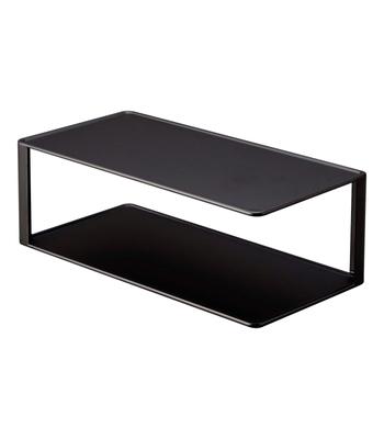 Jitsugyo 5642 Long Plate Storage 2 W30XD15XH10cm Tower Dish Rack Dish Storage Rack, Tiers, Black, Approx.