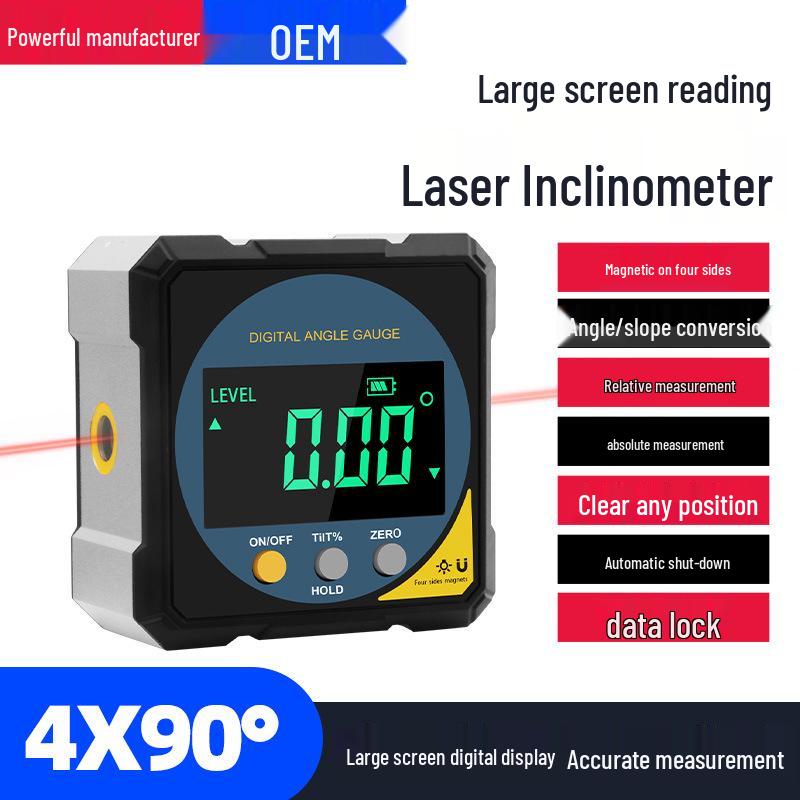 Digital Display Dual Laser Inclinometer with Four-Sided Magnet