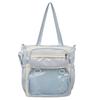 Solid Color Transparent Crossbody Bag Student Handbag Women's Large Capacity Shoulder Tote Bag with Pen Bag