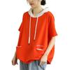 Summer New Women's Shirt Short-sleeved Fat Foreign-style Meat Cover with Hat Sweater Large Size Thin Clothes