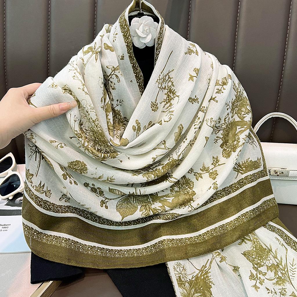 Autumn New Leaf Cotton and Linen Scarf Universal Out Shawl Light Luxury Versatile Fashion Literary Style Temperament