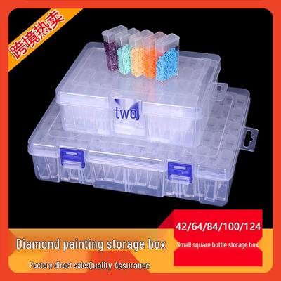 Diamond Painting & Manicure Storage Box with Seed Bead & Rhinestone Separator - 42/64/84/100/124 Grids