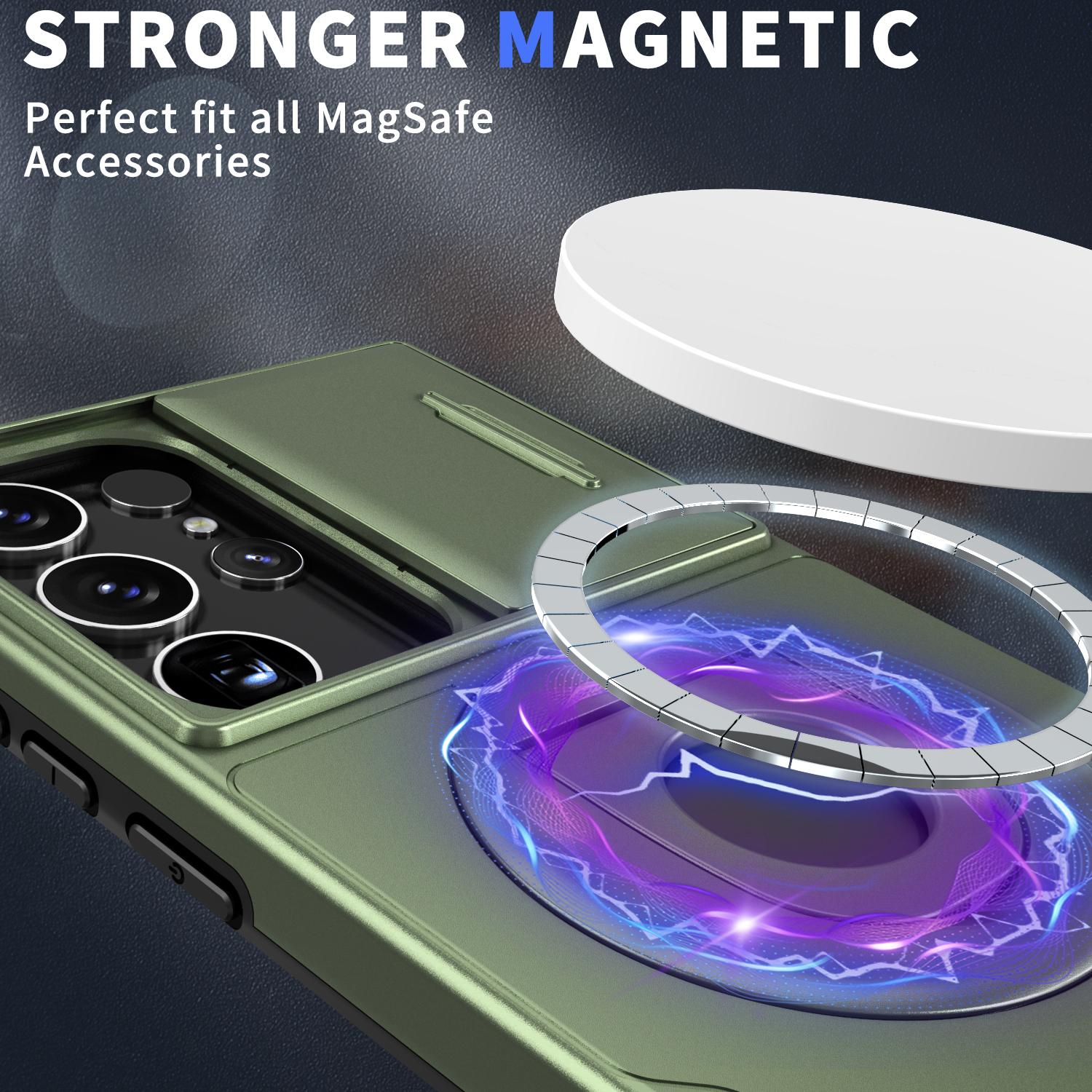 

For Samsung Galaxy S23 Ultra Magnetic Phone Case N52 Magnet+PC+TPU Drop-resistant Kickstand Cover Red