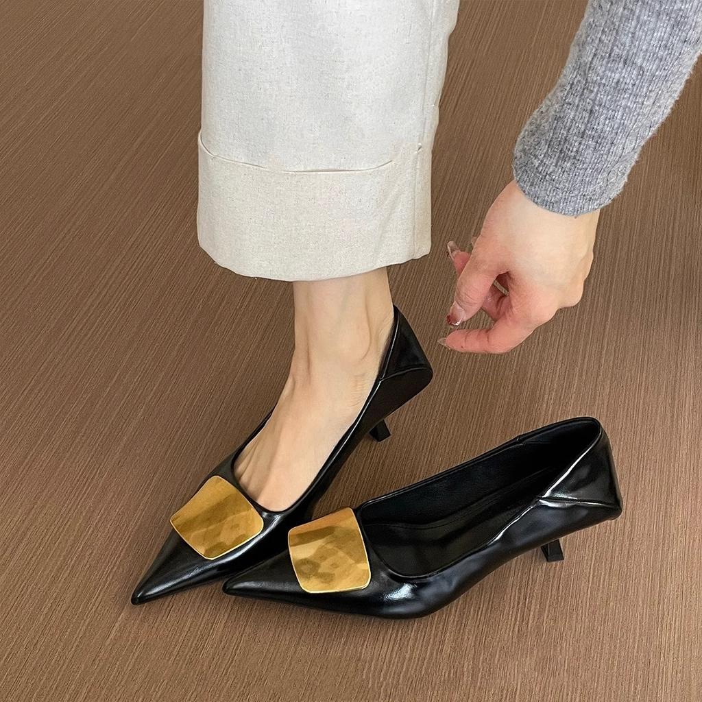 Pointed high heels women's 2025 spring new design temperament thin heel shallow mouth single shoes