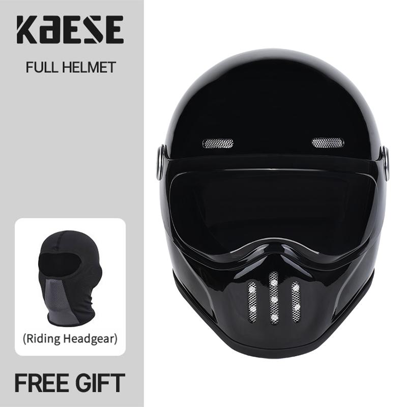 New Fashion Retro Motorcycle Helmets Fiberglass Shell Vintage Cafe Racer Fiber Glass Full Helmet for Motocross Scooter