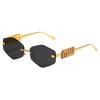 New Trend Metal Frameless Rhombus Fashion Sunglasses European and American Women's Sunglasses Trend Sunglasses