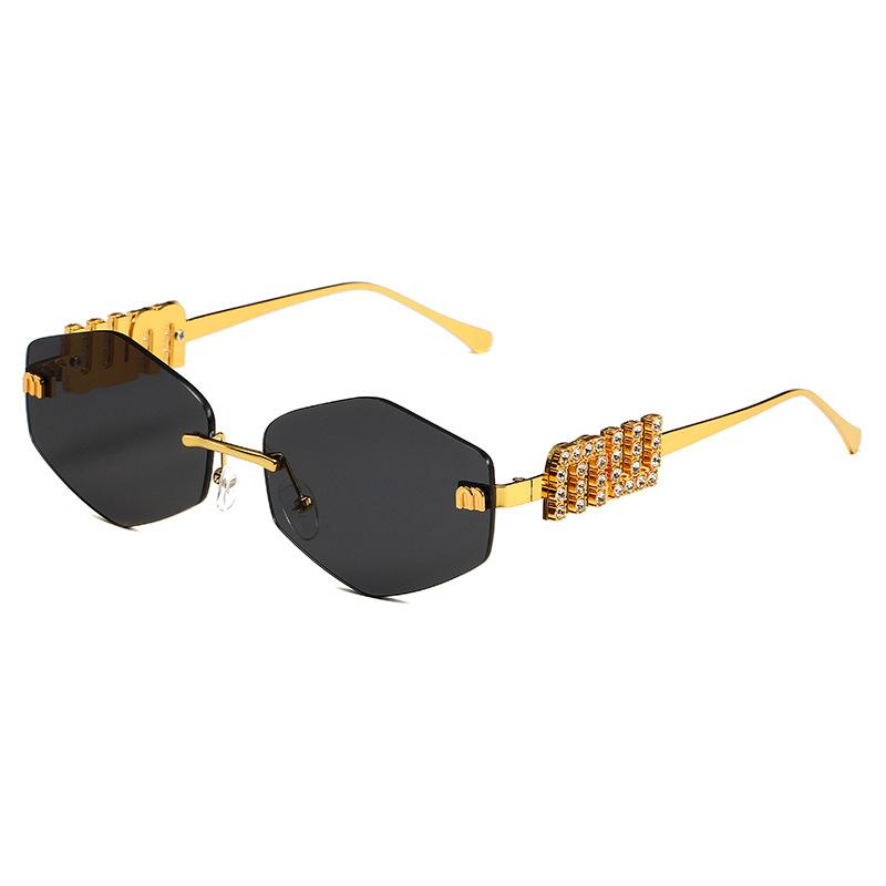 New Trend Metal Frameless Rhombus Fashion Sunglasses European and American Women's Sunglasses Trend Sunglasses
