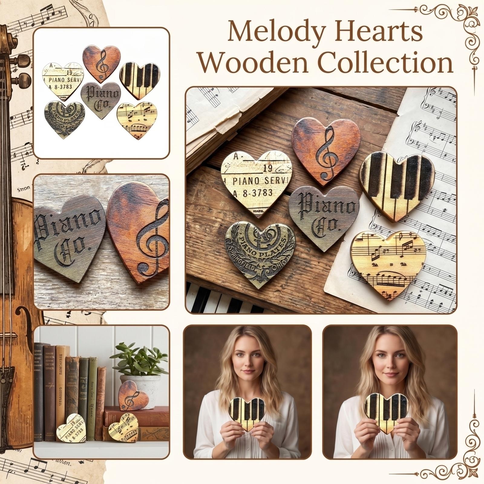 

Piano Pattern Heart-shaped Wooden Ornament One Size