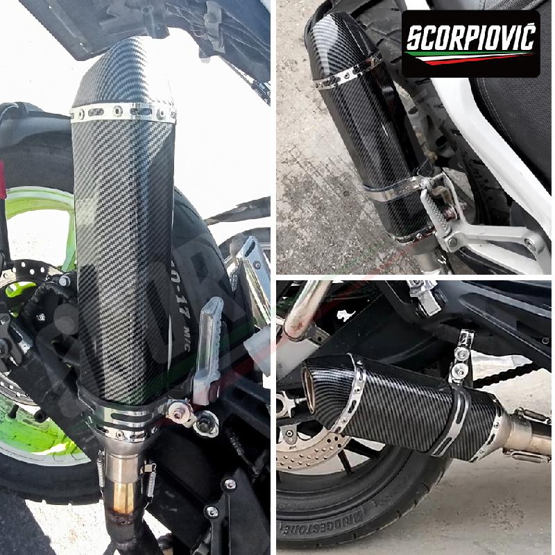HQ Universal 51mm Motorcycle Exhaust Pipe Length 300/370/470mm Stainless Steel ninja400 R3 Z900 S1000RR MT-07 pcx160 duke390 R1
