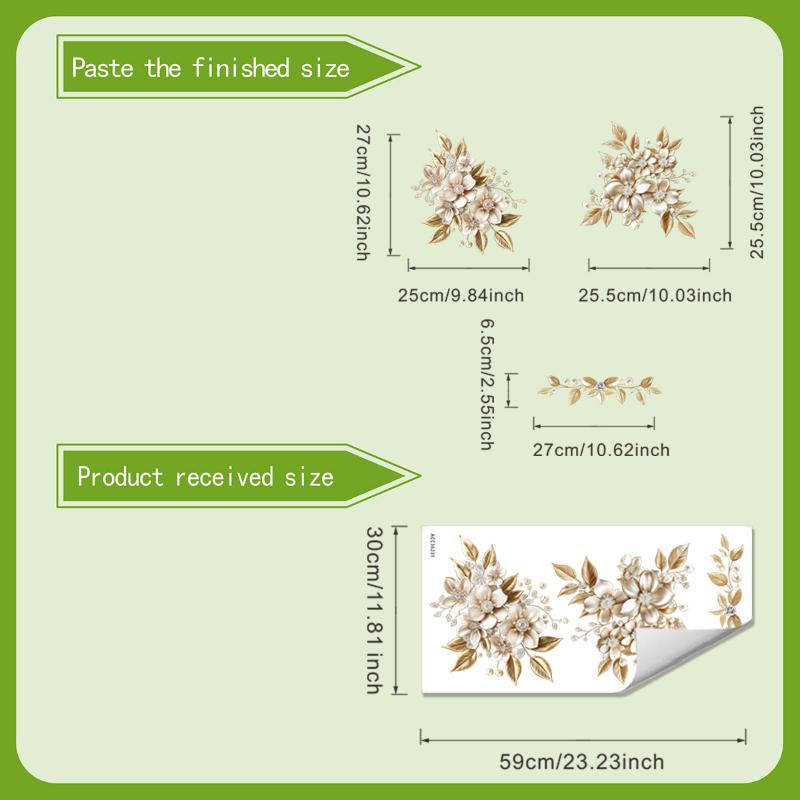 Light Luxury Golden Flower Toilet Sticker Bathroom Waterproof Self-adhesive Water Tank Decorative Sticker