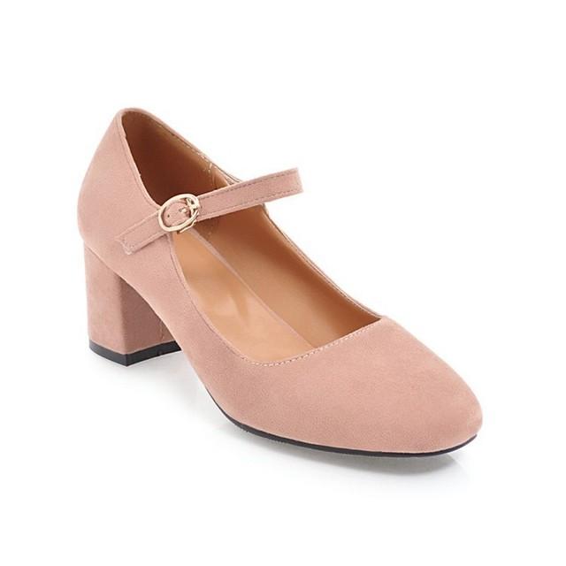 Girls Shoes New Women Pumps Solid Buckle Round Toe Lolita Shoes Square Heel Wedding Party Shoes Ladies High Heel Shoe Plus Size
