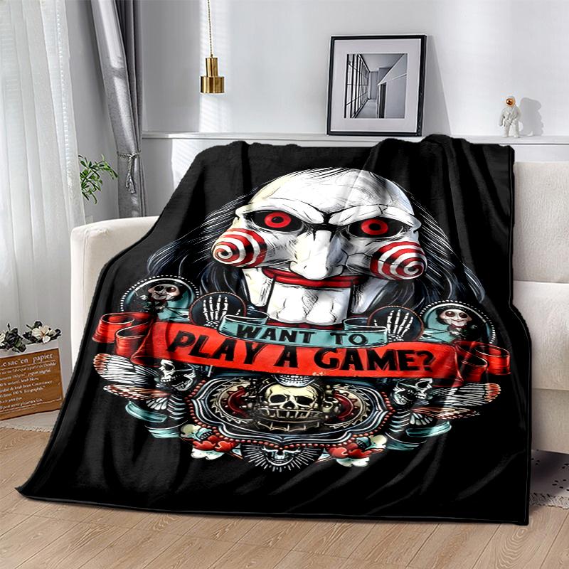 Saw Movie Flannel Blanket Soft All-Season Throw, Design for Camping, Car Travel, Hiking Sofa, Bed, Office Perfect Gift for Parties