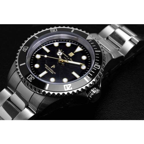 Salvatore Marra Men's Watch, Radio-Controlled Solar, 10 ATM Water Resistant, Italian Brand, Black and Gold, SM22110-SSBKGD