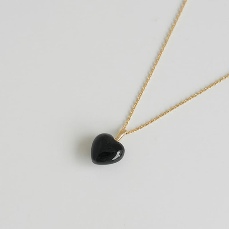 modernlike 14k gold-filled silver black quartz onyx heart necklace