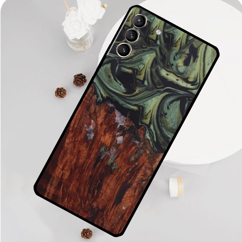 Wood Resin Traveler Protective Phone Case For Samsung Galaxy S25 S26 Ultra S20 S21 S22 S23 S24 S10 Plus S25 FE Funda Cover