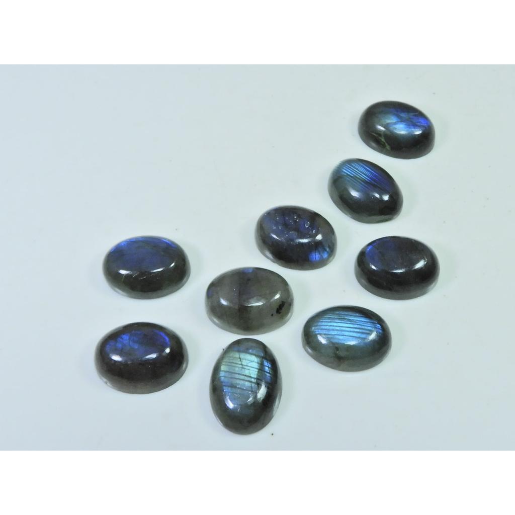 12X16MM Natural Labradorite Blue Fire Oval Cabochon Loose Gemstone 09Pcs Lot C-1091