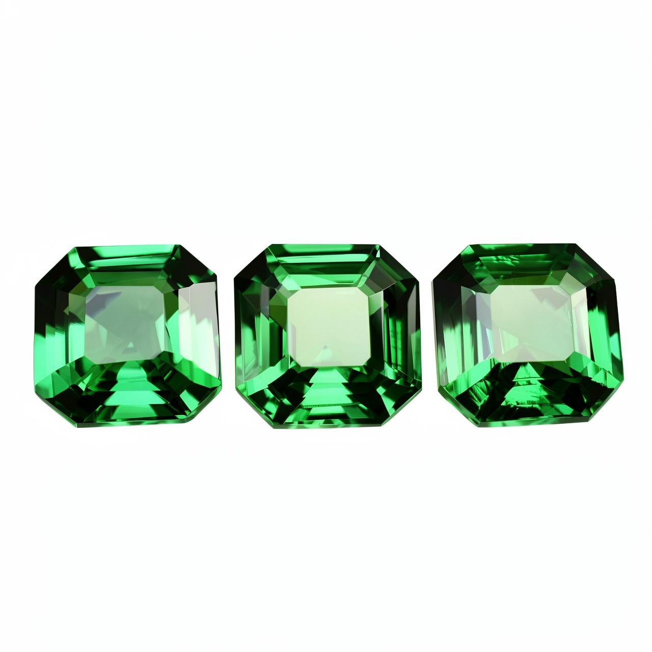 

30.00 Ct Natural Tsavorite Green Garnet Square Cut CERTIFIED Lot of Gemstones 11 mm зелений