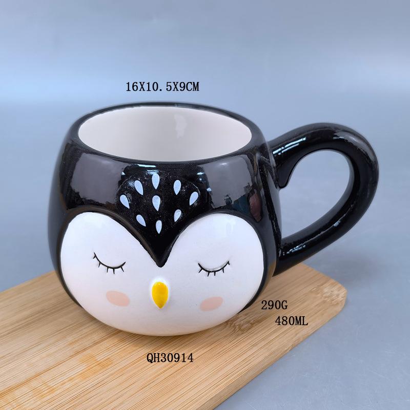 Ceramic piranha ceramic cartoon cup three-dimensional animal mug hand-painted ceramic universal coffee cup high value