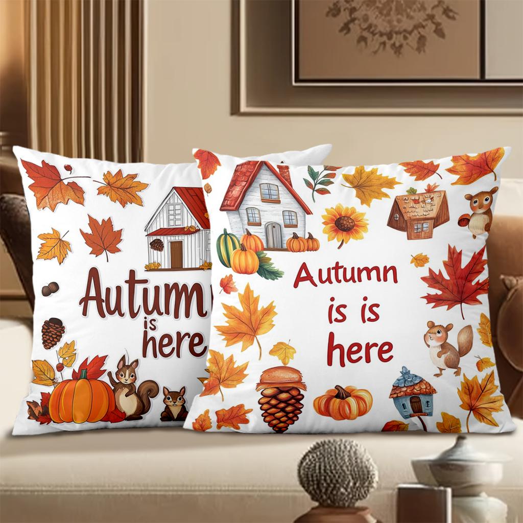 Autumn Themed Cushions With Fox Squirrel Pumpkin Polyester pillowcase, sofa decorative cushion cov Headboard Pillow