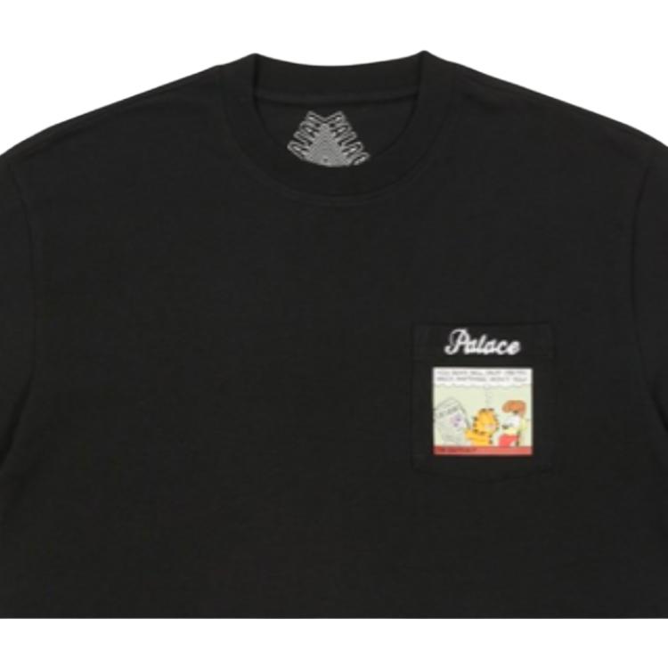 Palace Garfield Cartoon Print Pocket Short Sleeve T-Shirt Unisex Tops Black P21TS117