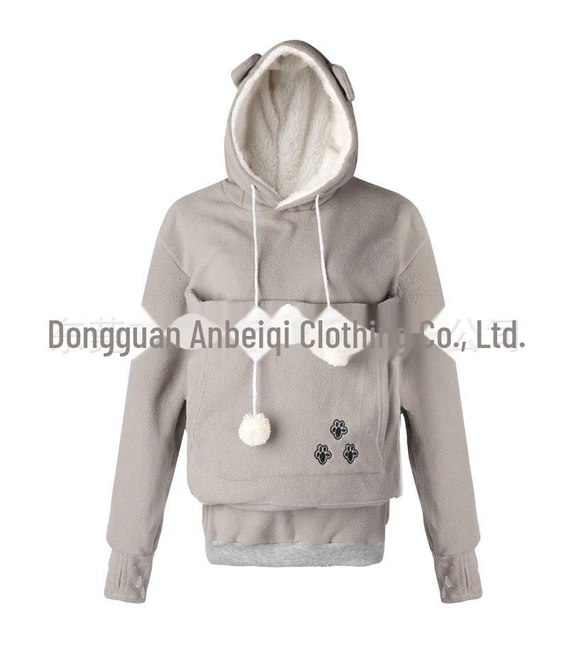 

Жіноче зимове плюшеве худі з котиком і собачкою - Затишна толстовка-куртка в європейському та американському стилі. 4XL сірий колір