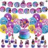 KPop Dämonenjäger Geburtstagsparty Dekoration Set - Themenballons Banner Girlande Kuchenaufsatz für Kinder Geburtstagsparty Zubehör