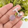 Purple Cat's Eye Gemstone 925 Sterling Silver Handcrafted Dainty Cufflinks 0.6" CL-1-23