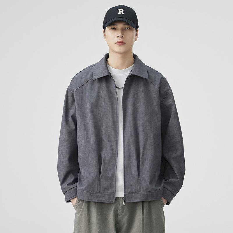 New Coat Men's Lapel Jacket Men's Autumn and Winter Loose Casual Solid Color Joker Tooling Sports