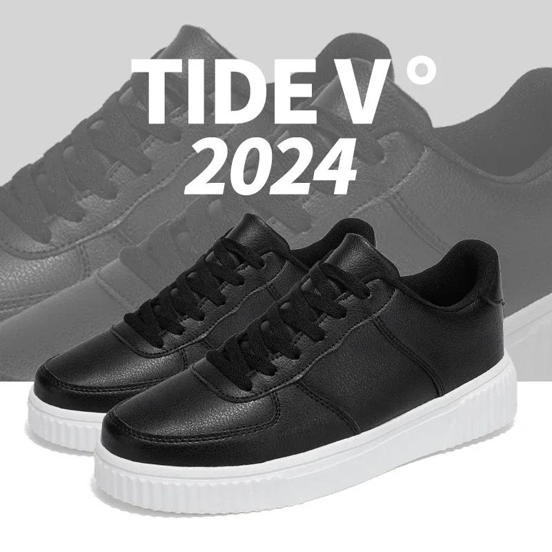 

Fashion Leather Men White Sneakers Breathable Comfort Classic Casual Shoes Mens Outdoor Walking Shoes Couple Footwear Size 36-50 36 чорний
