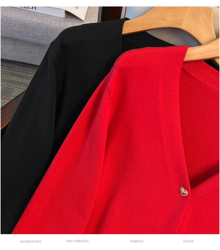 Plus Size Women's Loose Knit Cardigan Sweater (Bust 150-160 cm, 200-350 Jin) - Style 8308