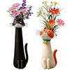 2pcs Cute Cat Shaped Flower Vase for Desk Shelf Decor Gardening Gift Home Decor