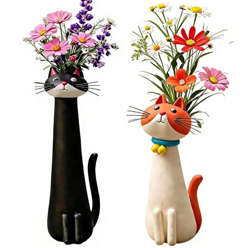 2pcs Cute Cat Shaped Flower Vase for Desk Shelf Decor Gardening Gift Home Decor