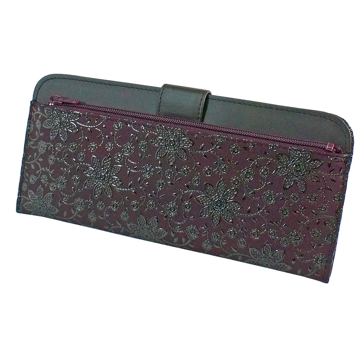 

Inden Long Wallet Bundle L Thin Deerskin Purple x Black Lacquer Clematis Pattern [Indenya] 2107-06-169