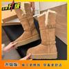 Thick-soled Velvet Thickened Snow Boots Women's Winter 2025 New Fashionable Versatile Belt Buckle Warm Medium Tube Martin Boots