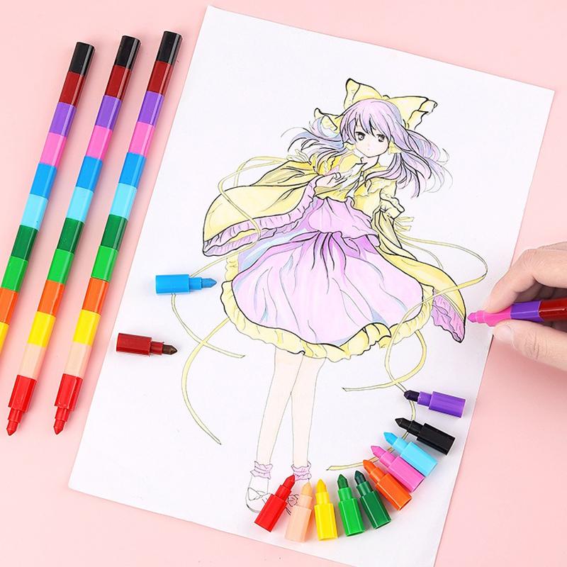 Graffiti Stationery Colorful Ballpoint Pen Painting Crayons Stackable Crayons School Artclass Accessories Party Game Rewards ZYF