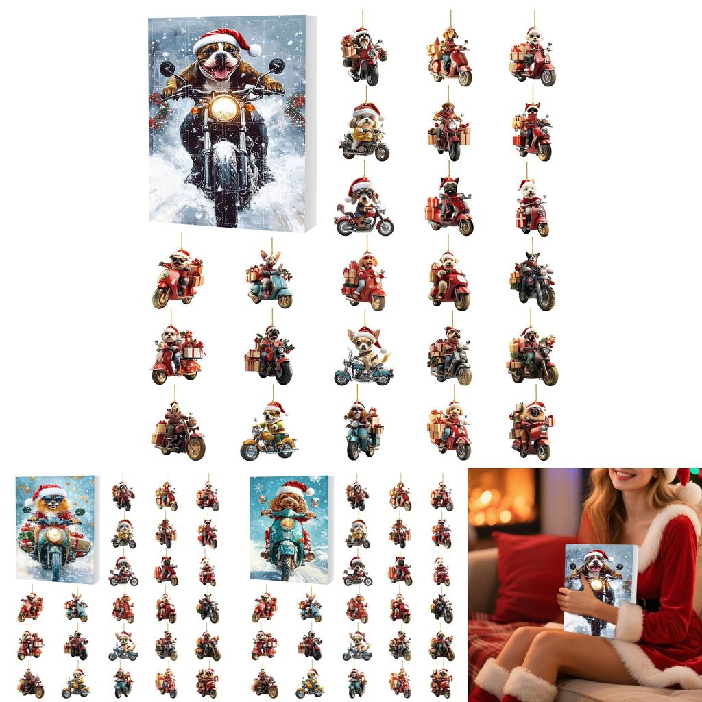 Christmas Dog Themed Advent Calendar With Acrylic Material And 24 Decor Accessories For Holiday Decor