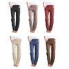 Women Casual Pants Elastic Drawstring Waist Long Pants with Pockets Solid Color Loose Fit Wide Leg Trousers