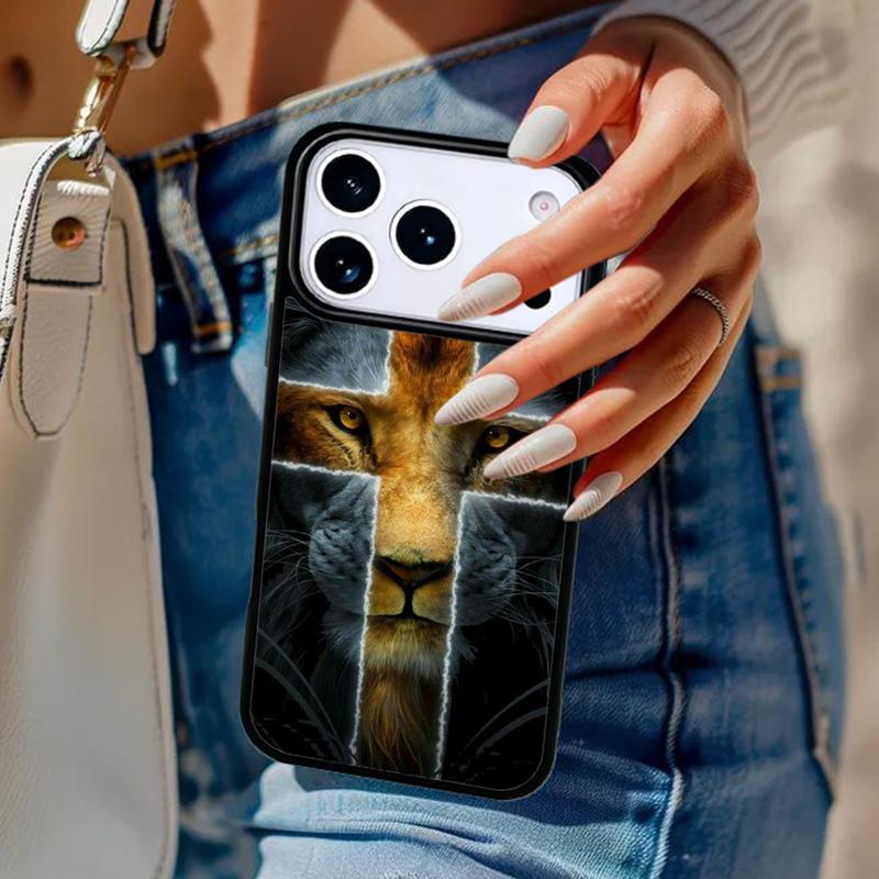 Lion Face Cross - Animal Phone Case For iPhone 17 Air 14 15 13 12 Max Cover For Apple 16e 11 Pro Max Plus Coque