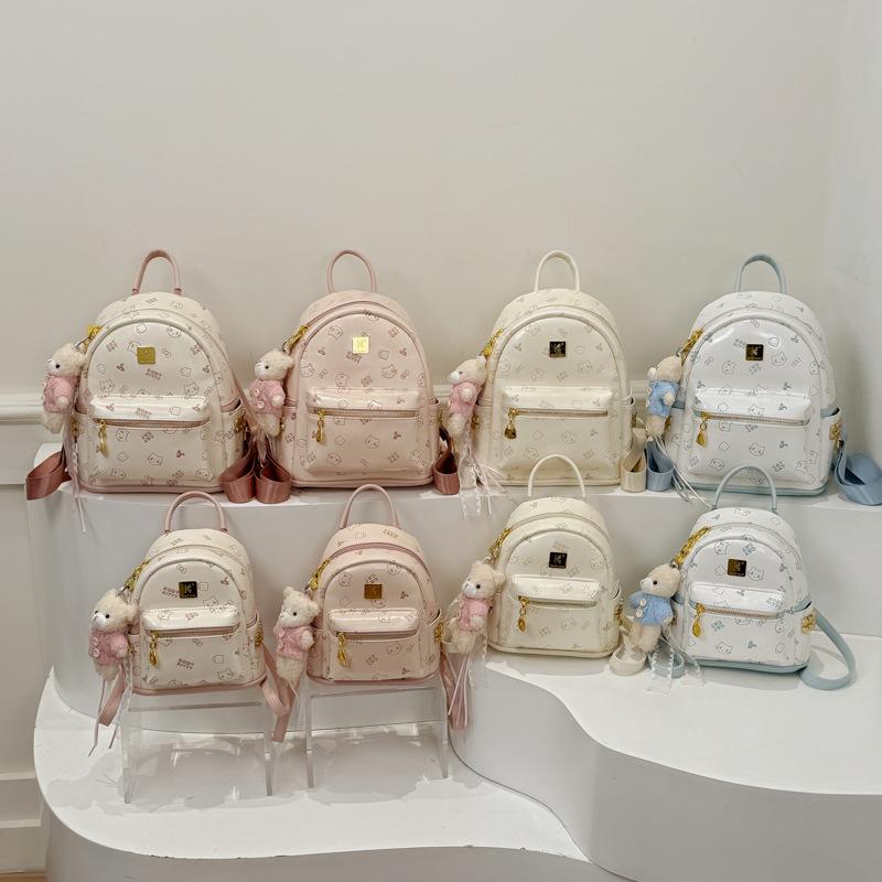 Schoolbag Cartoon Printed Backpack Female Versatile Going Out Travel Small Backpack Daily Commuter Portable Bag Female