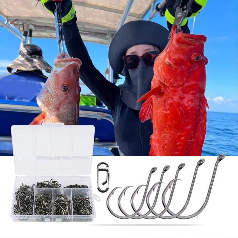 160pcs Barbed Fish Hook With Eye Metal Eyed Sea Fish Hook for Metal Fishing Tackle Rustproof Single Hook Enduring