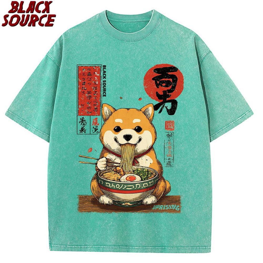 T Kawaii Shiba Inu Eating Ramen  Dog Lover Gift TShirt Print Original Design Gifts T Shirts Graphic T Shirts Mens Clothing S