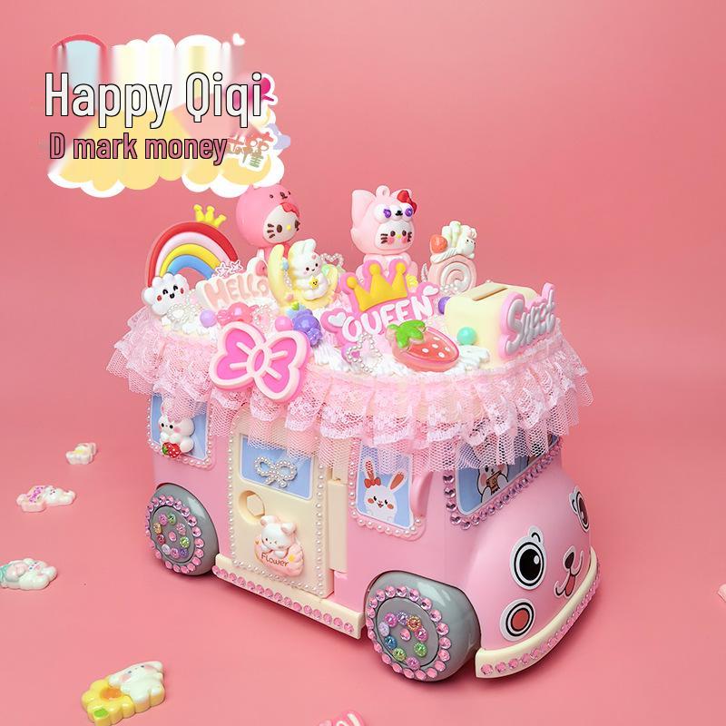 Children s DIY Car Piggy Bank - Educational Savings Bus Kit with Cream Glue