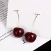 1 Pair of 925 Silver Needle High-end Earrings Cherry Fruit Cherry Earrings Personalized Cherry Pendant Long Earrings